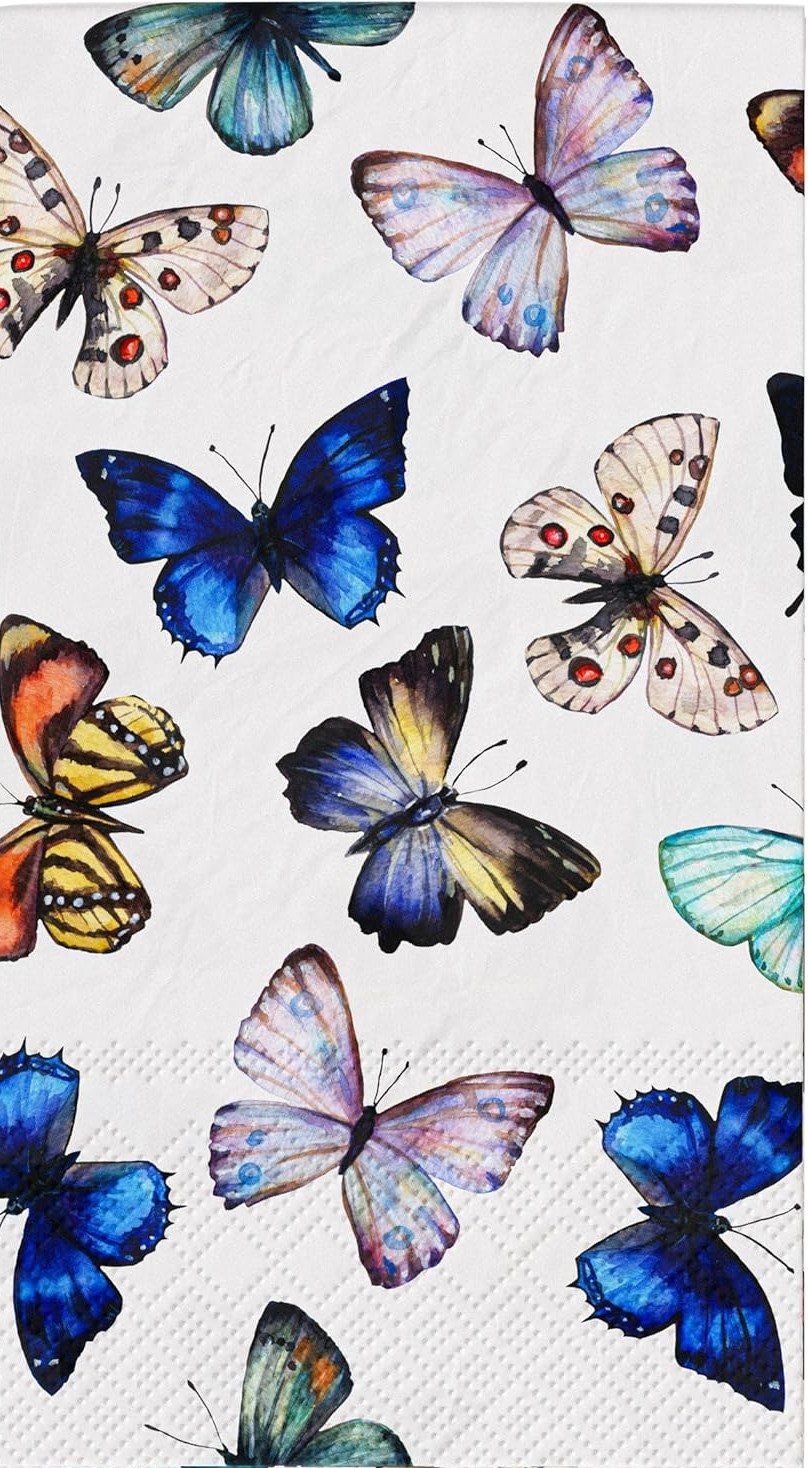 Butterfly Decoupage Napkins - Elegant Blue Butterflies, 3pc), Bridal Party Napkin, DIY Paper Napkins, Shell, Blue Butterflies, Shell Making