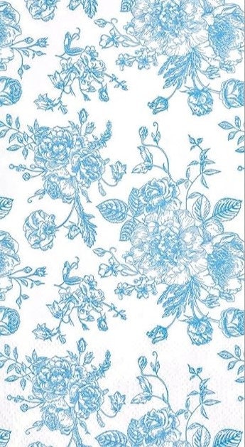 Baby Blue Floral Paper Napkins - Decoupage, DIY (3pc)