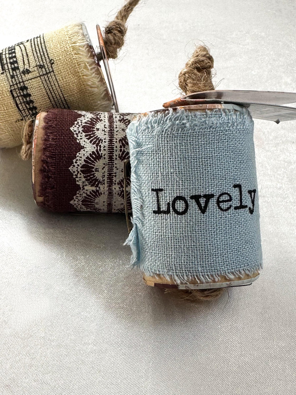 Blue Stamperia Love Ribbon – Vintage Style Wood Spool, 1.5"