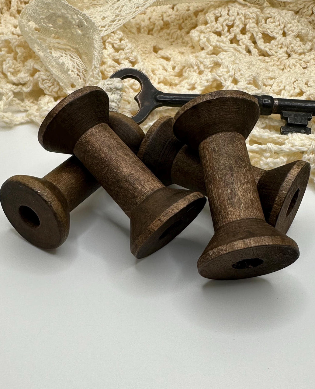 Spool - Tiny Wooden Spools, Vintage Style Wood Spools, Ribbon Storage, Vintage Wood, Coffee Stained Spools, Photography Props, Sewing Spools