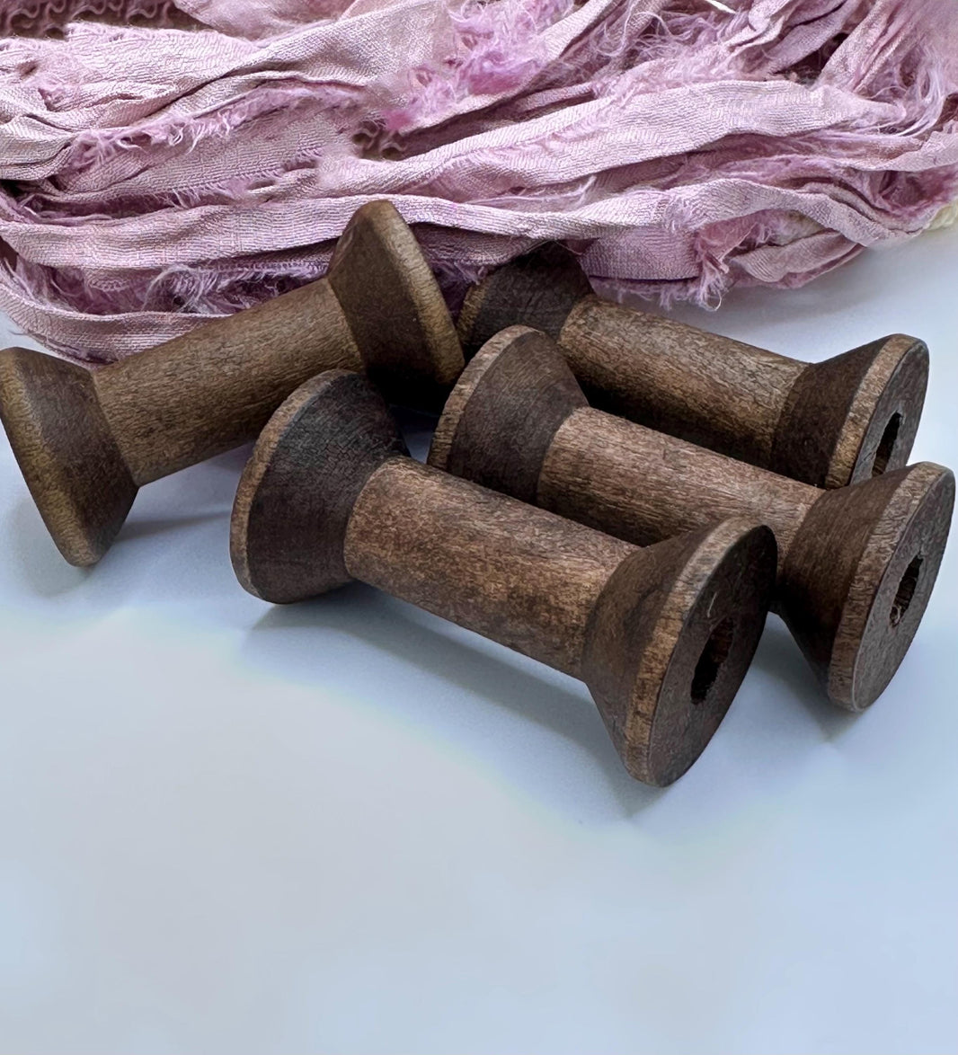 Spool - Tiny Wooden Spools, Vintage Style Wood Spools, Ribbon Storage, Vintage Wood, Coffee Stained Spools, Photography Props, Sewing Spools