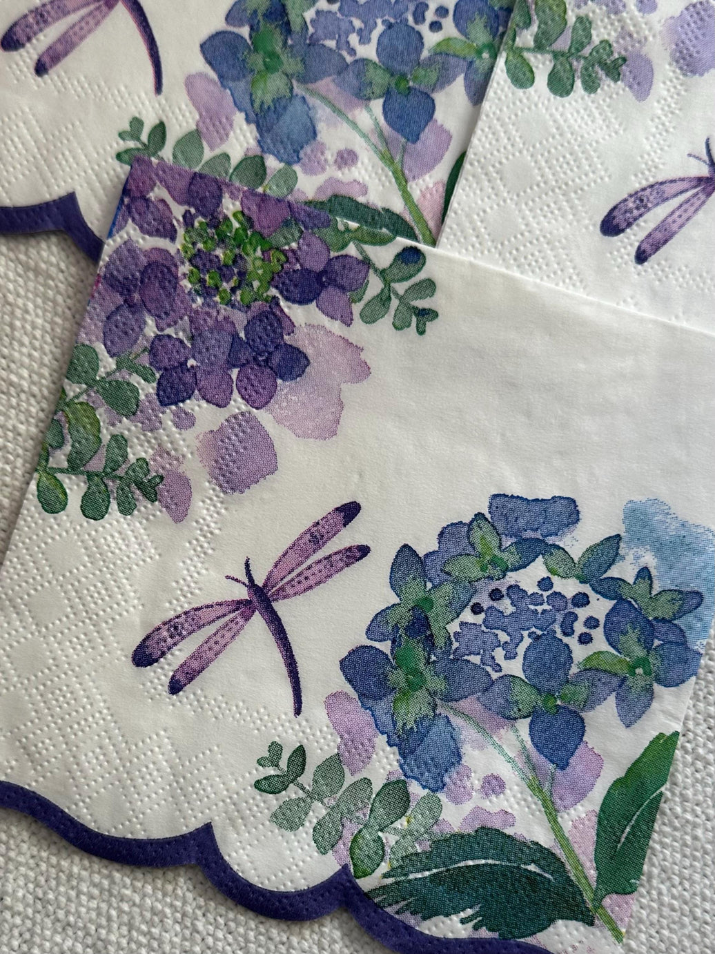 Floral Dragonfly Decoupage Napkins: Purple Flower Paper (5x5 inch, 3 Pcs)