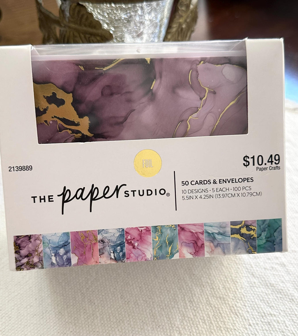 Marble Lilac Note Cards - The Paper Studio - 50 Cards with Envelopes