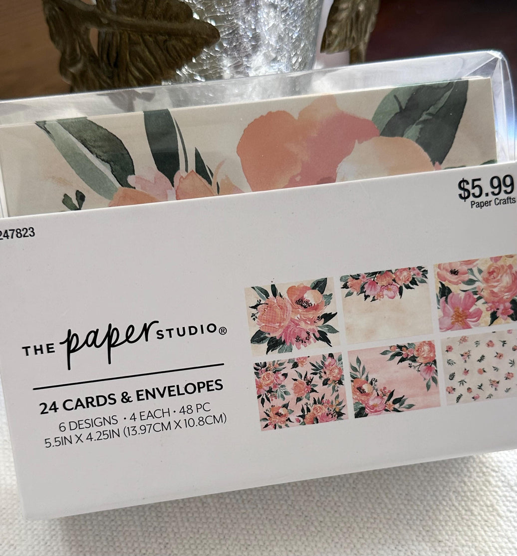Floral Note Cards - Peach & Pink - 24pk with Envelopes