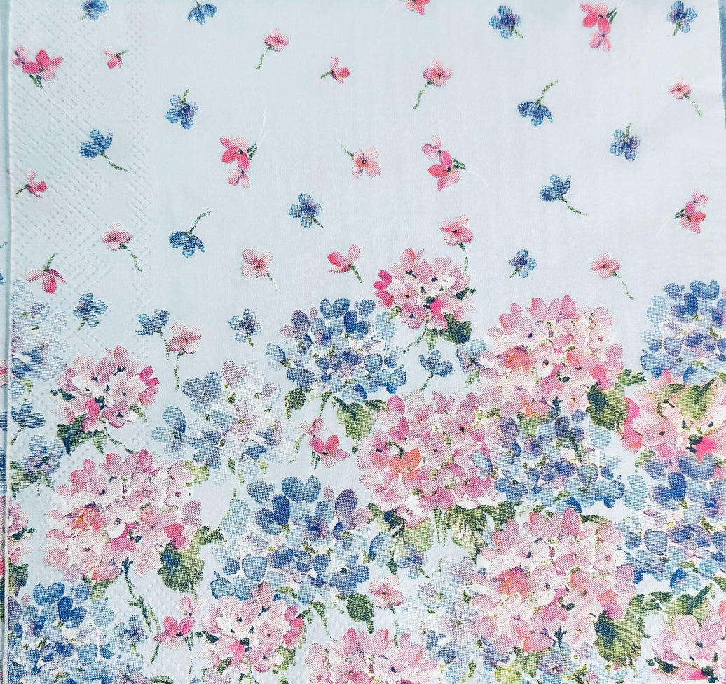 Blue Floral Decoupage Napkins - Martha Stewart Paper Napkins