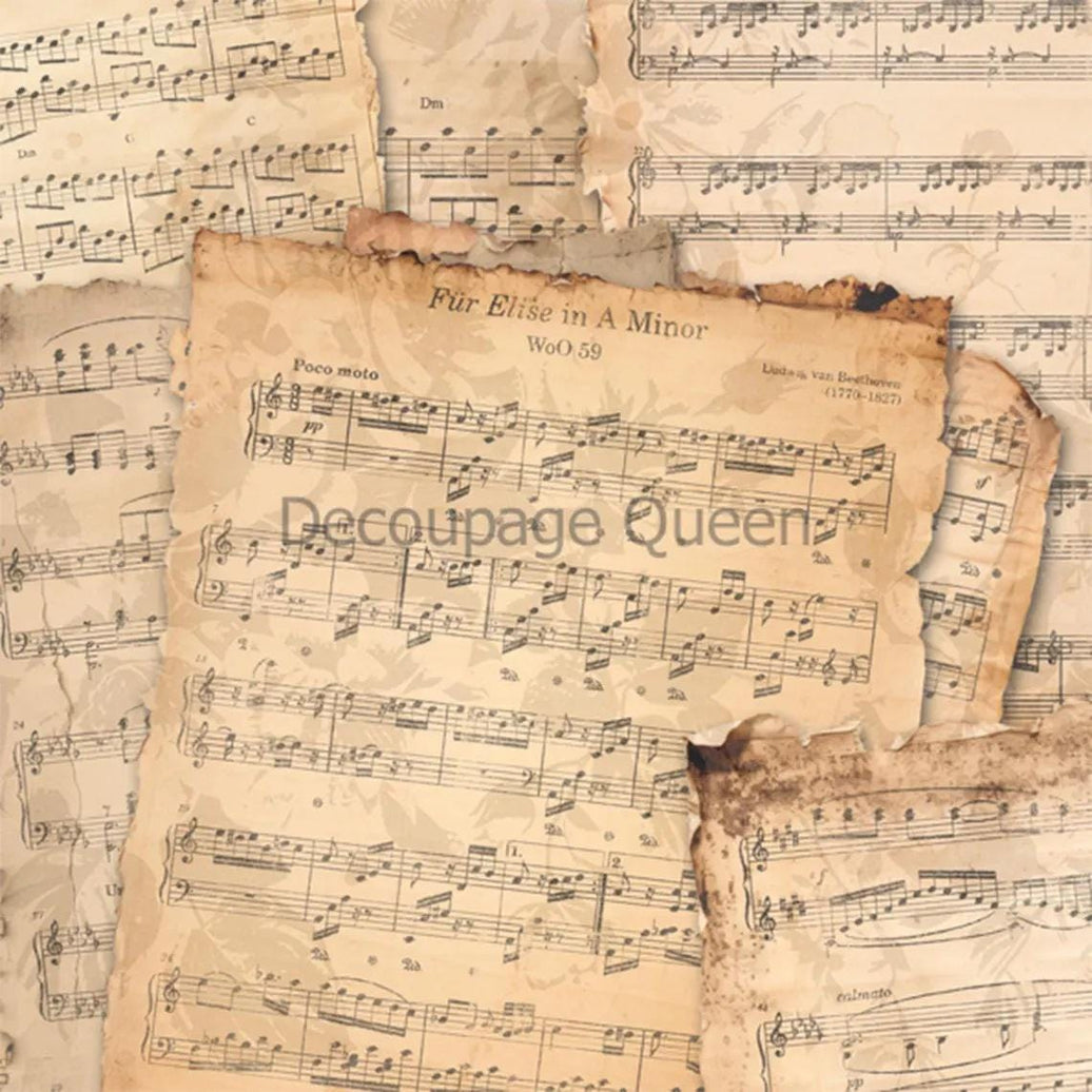 Beethoven Music Sheet Rice Paper A4 – Vintage Decoupage Decor