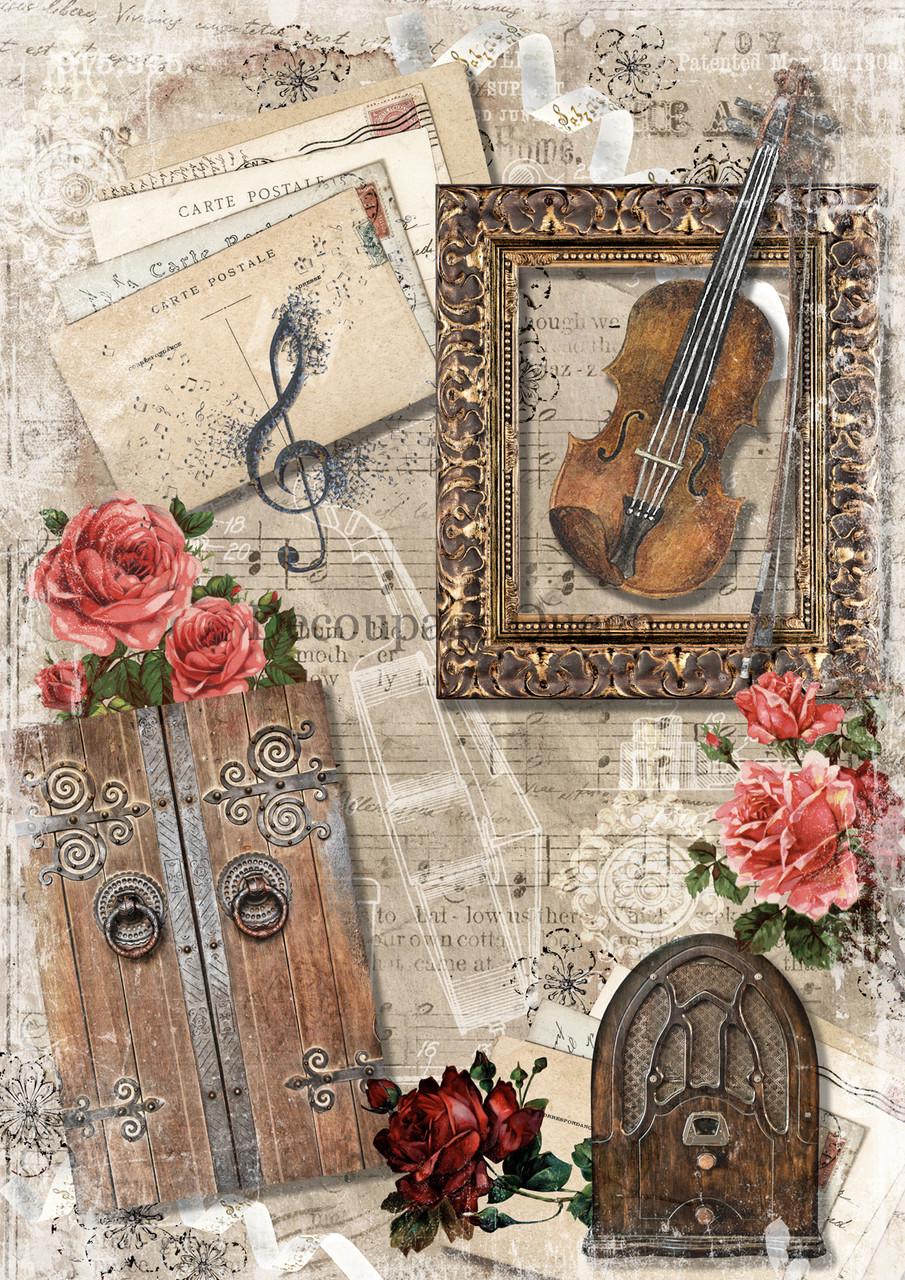 Vintage Violin Music Sheet Rice Paper - Decoupage Queen A4