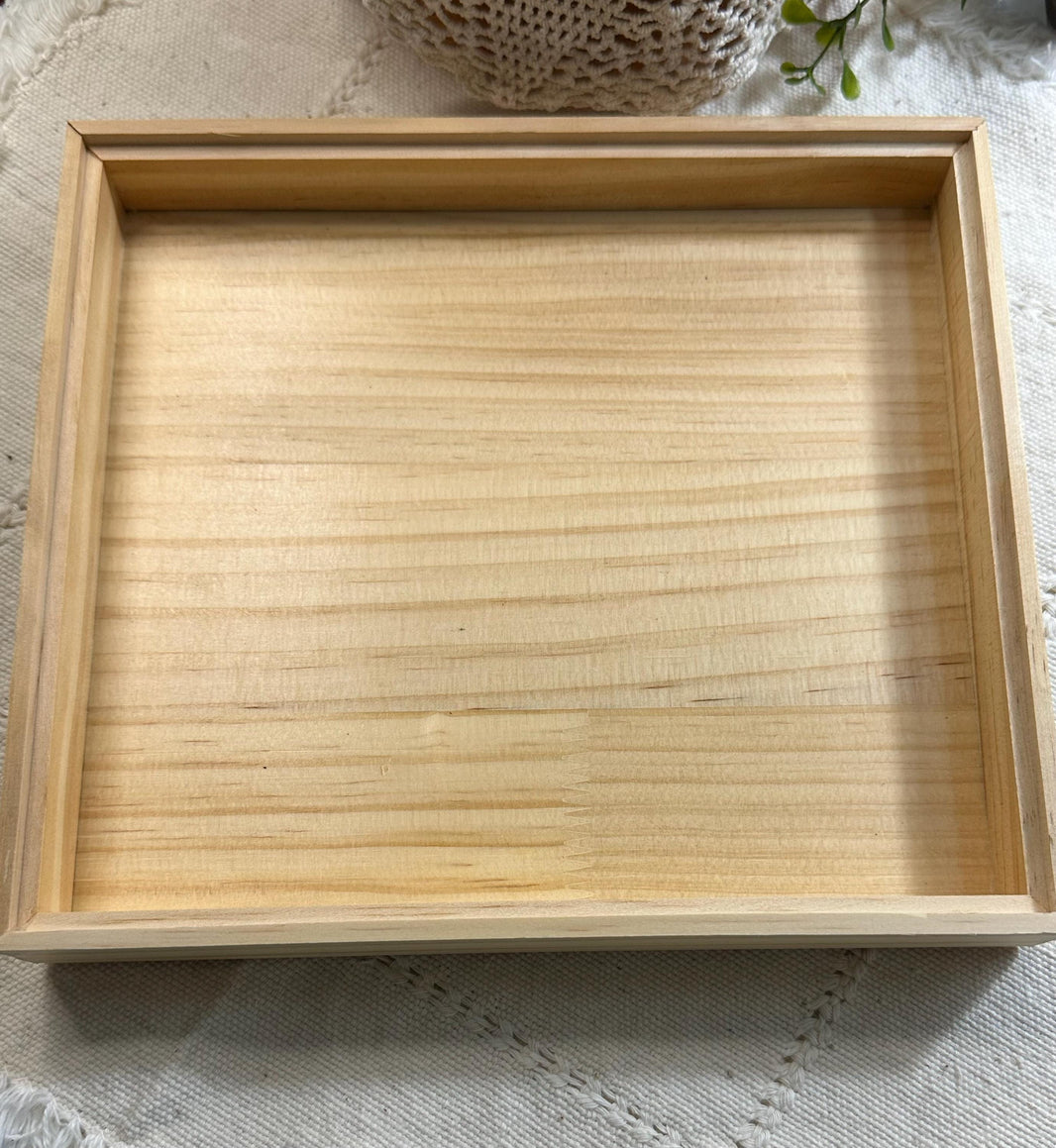 Natural Wood Decoupage Tray: Jewelry Display, Craft Organizer (7.5x8.5x1")