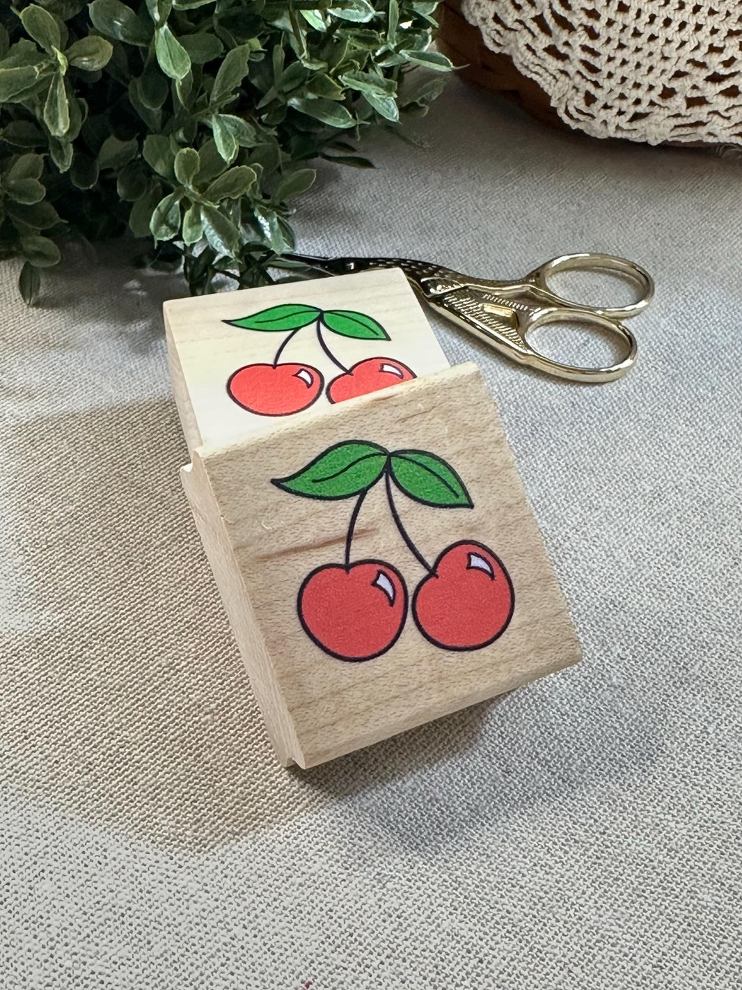 Cherry Rubber Stamp: Wood Mounted, Card Making, Scrapbooking
