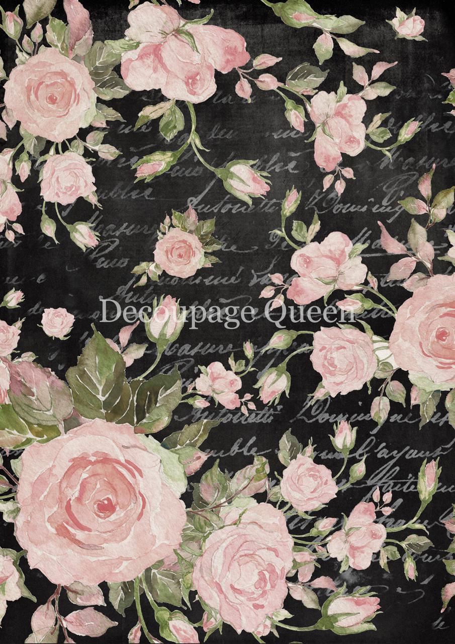 Market Roses Rice Paper A4 – Vintage Music Sheet Decoupage