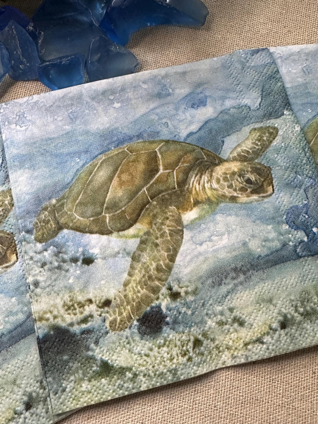 Under the Sea Turtle Napkin, Coastal Decoupage Paper