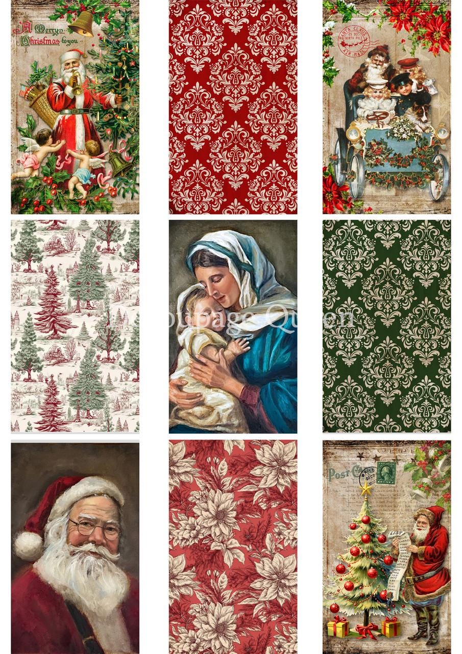 Christmas Rice Paper A4 - Santa Old World Design - Decoupage Queen