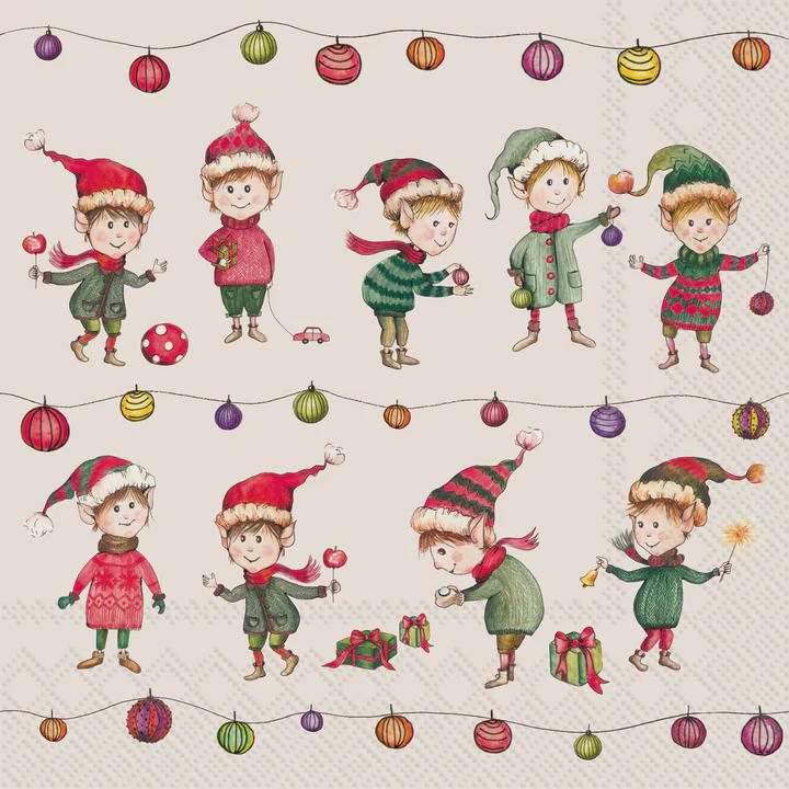 Christmas Elves Decoupage Napkins – Holiday Craft Paper, Decoupage Napkins, Christmas Paper, DIY Paper, Holiday Paper, Soap Making Paper