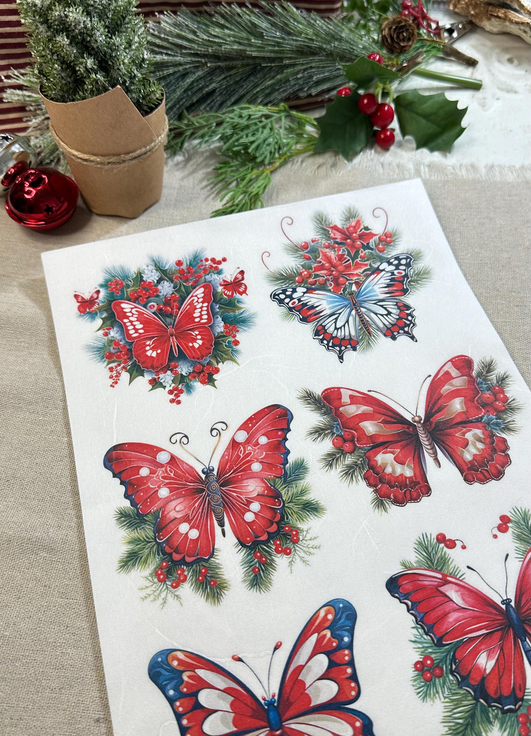 A4 Rice Paper - Holiday Butterfly Designs - Upcycling, Decoupage