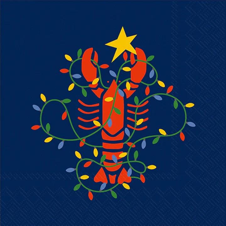 Lobster Christmas Napkins, Lobster Napkins, Christmas Nautical Paper, Blue Decoupage Napkins, Ocean Napkin, Coastal Napkins, Decoupage Paper