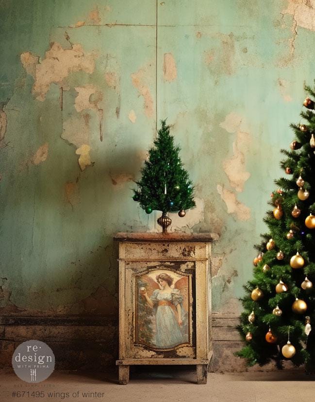 New! ReDesign Prima - Wings of Winter, Christmas Tissue Paper, Decoupage Paper, A3 Fiber Paper, Decoupage Fiber Paper, Holiday Paper