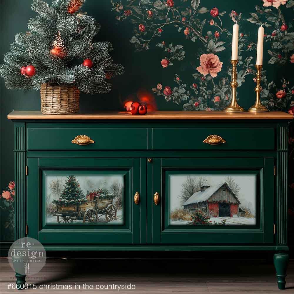ReDesign Prima - 3 Sheets of Christmas Countryside Decoupage Paper Set, Holiday Tissue Paper, Christmas Decoupage Paper, Christmas Art