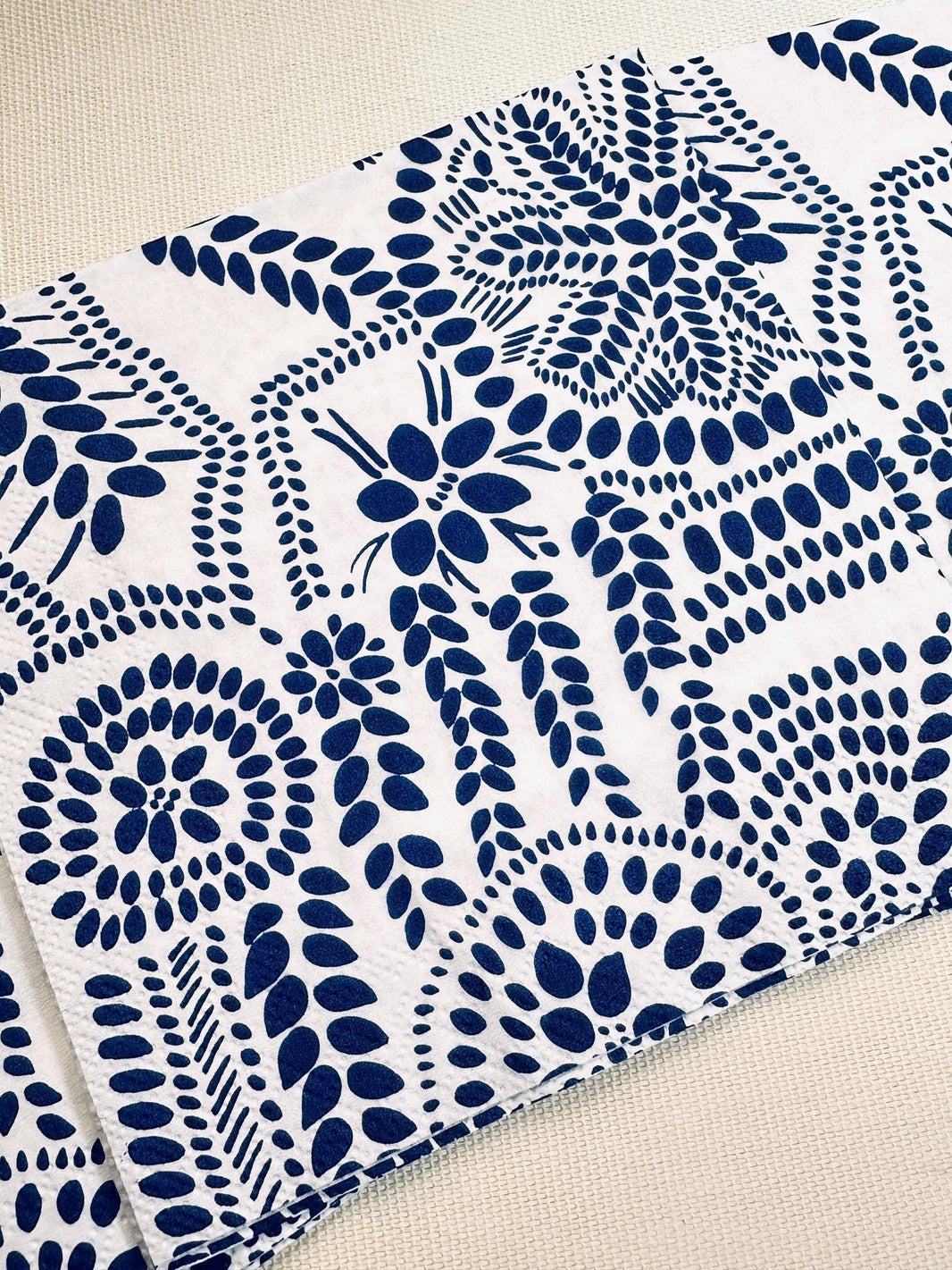 Blue Flower Decoupage Napkins - Botanical Napkin, Bridal Shower Napkins, Blue and White Abstract Paper, Tissue Napkins for Decoupage Paper