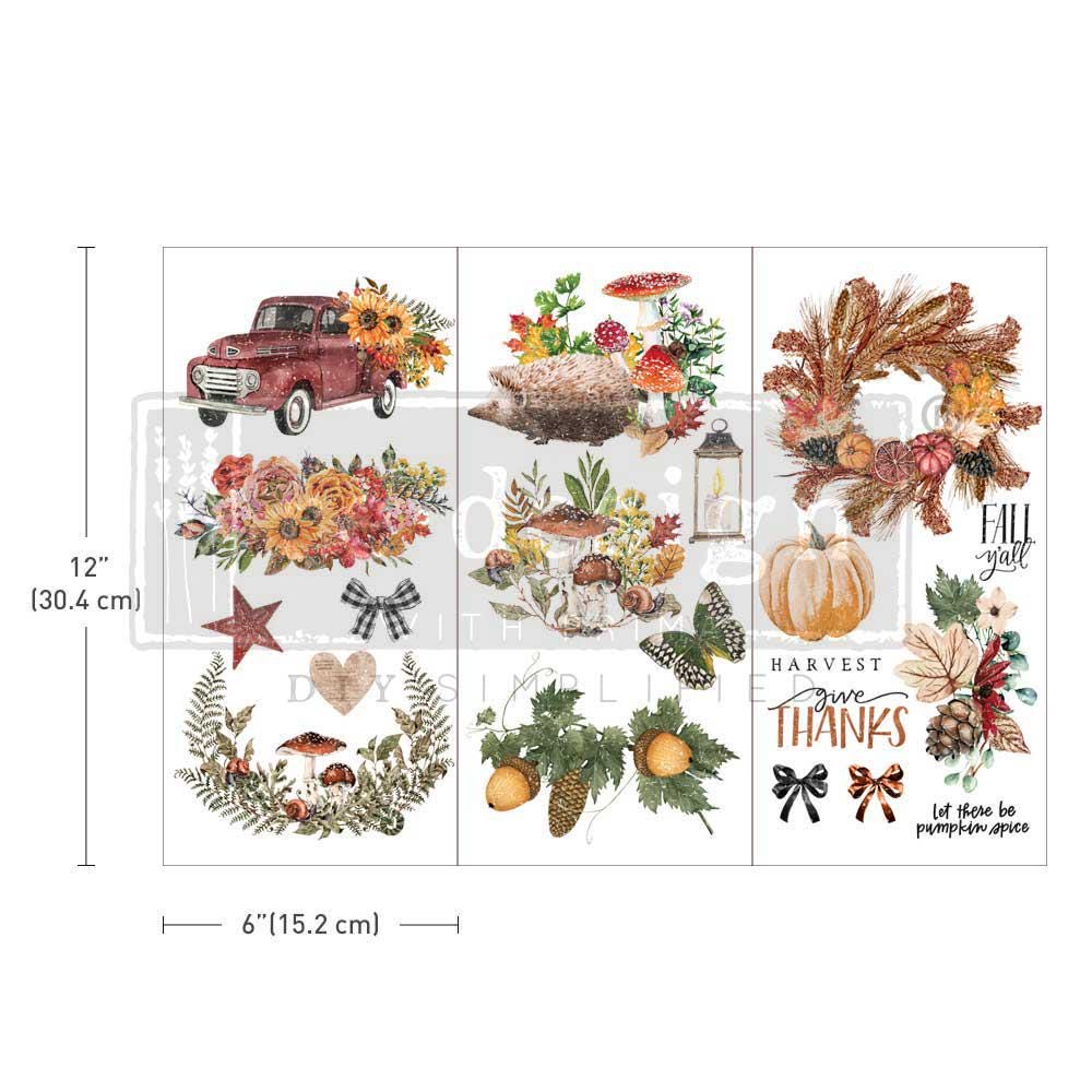 Autumn Essentials - Fall Transfers - 3 Sheets of Fall Decor Transfers, Harvest Transfers, Autumn Designs, Fall Colors, Thanksgiving