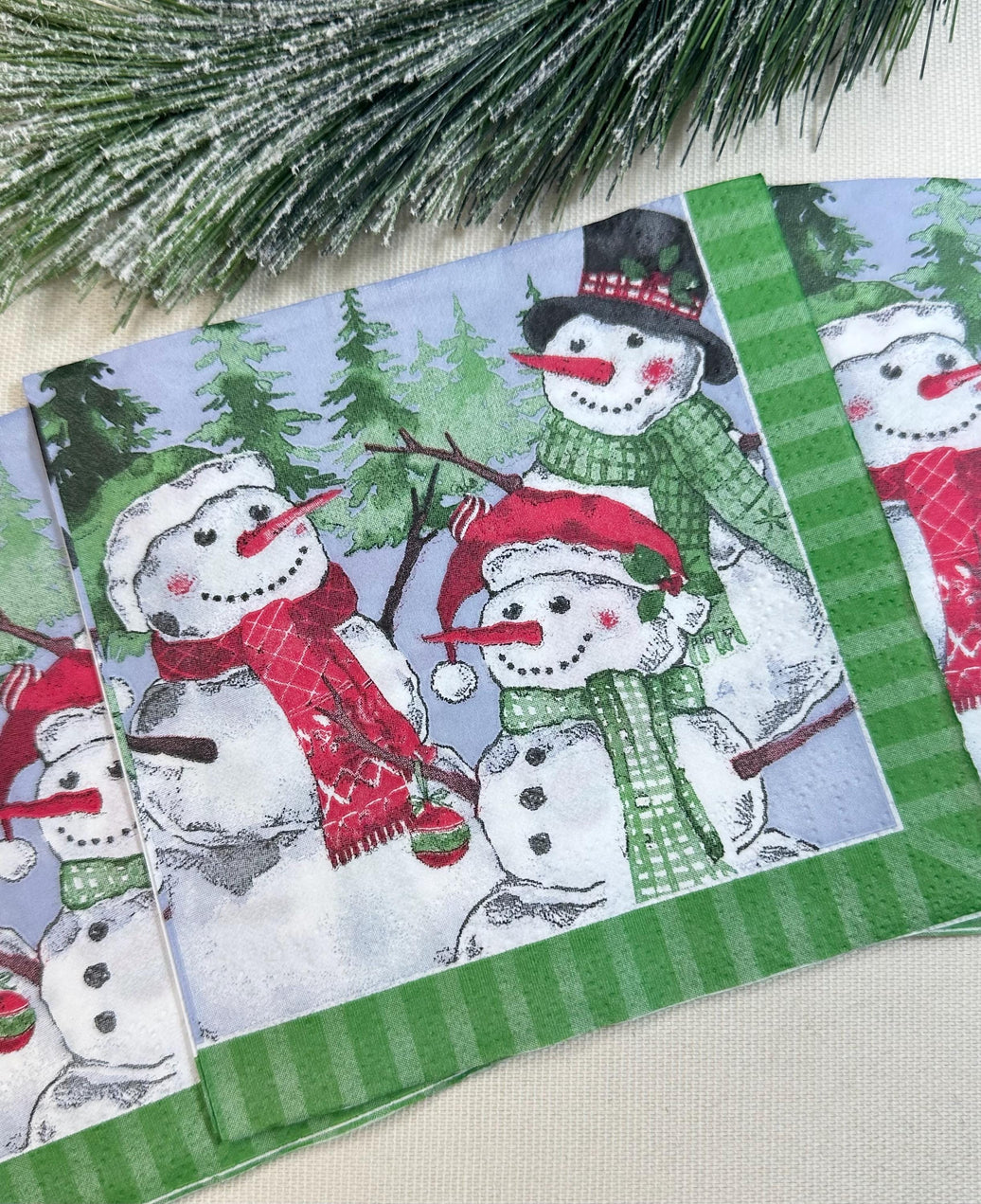 Holiday Snowman Napkin, Christmas Decoupage Napkins - Winter Napkins, Holiday Paper Crafts, Christmas Party Paper, Snowman Craft Tissue