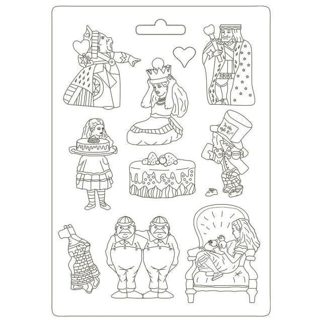 Alice in Wonderland Resin Mould – Stamperia Soft Mold, DIY Crafts, Resin Molds, Crafting Clay Molds, Chocolate Alice and Wonderland Molds