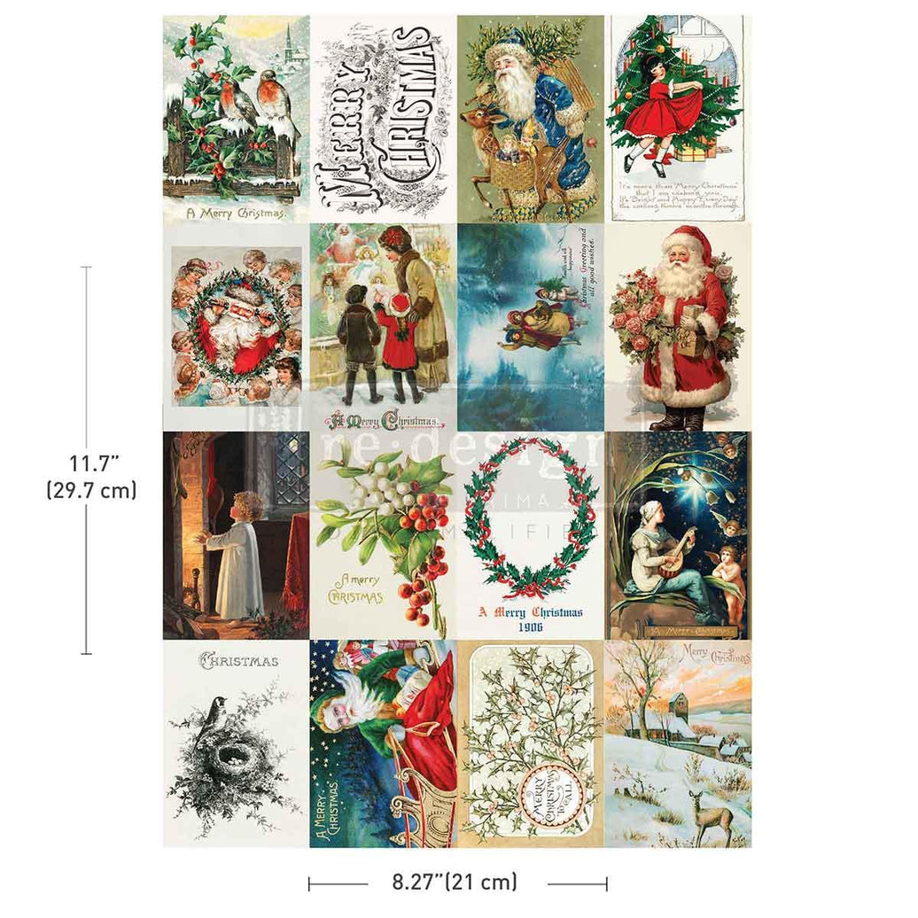 Vintage Christmas Transfer – Seasons Greetings, Holiday Decor (A4)