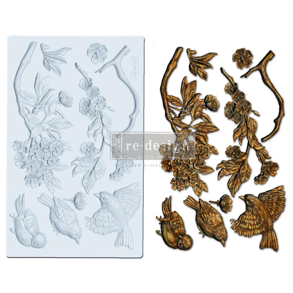 Aviary Bird Silicone Mold - Bird Molds, Foliage Decor, Casting, Upcycling, Candy Molds, Food Safe Molds, Candy Molds, Cake Molds, Clay Molds