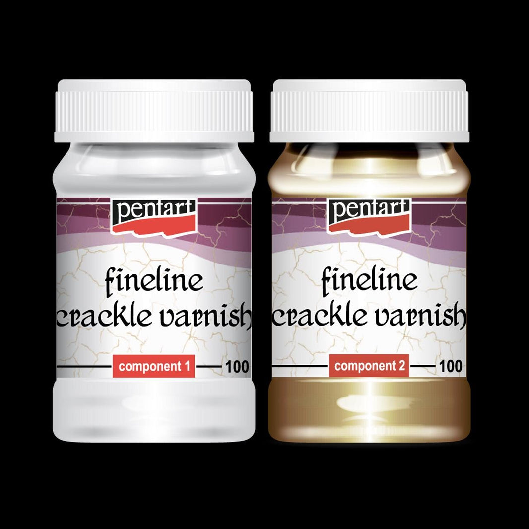 Pentart Fineline Crackle Varnish - Fine Line Cracks, Aged Effect, 2 Part Set, Pentart Decoupage Crackle Medium, Antique Appearance
