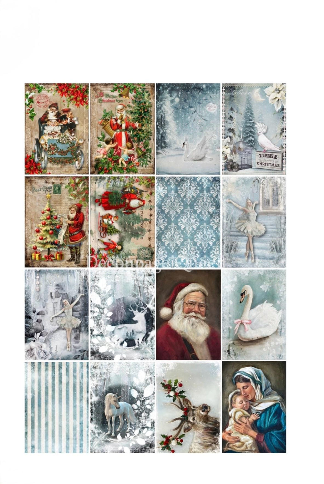 Rice Paper A4 - Winter Minis Rice Paper, Unicorn Paper, Ice Skating, Ballerina Paper, Decoupage Ornament Paper, Decoupage Framing Paper