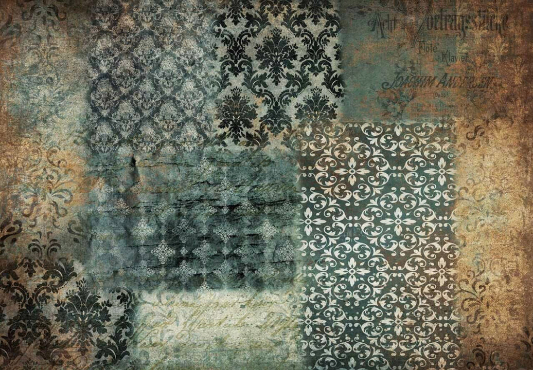 Blue Patchwork, rice paper design by Decoupage Queen, arts & entertainment > hobbies & creative arts > arts & crafts, for decoupage and crafting