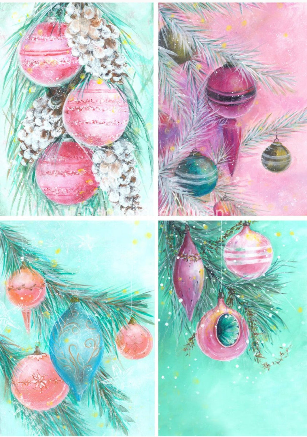 ellen j goods retro christmas 4-pack, rice paper design by Decoupage Queen, arts & entertainment > hobbies & creative arts > arts & crafts > art & crafting materials, for decoupage and crafting