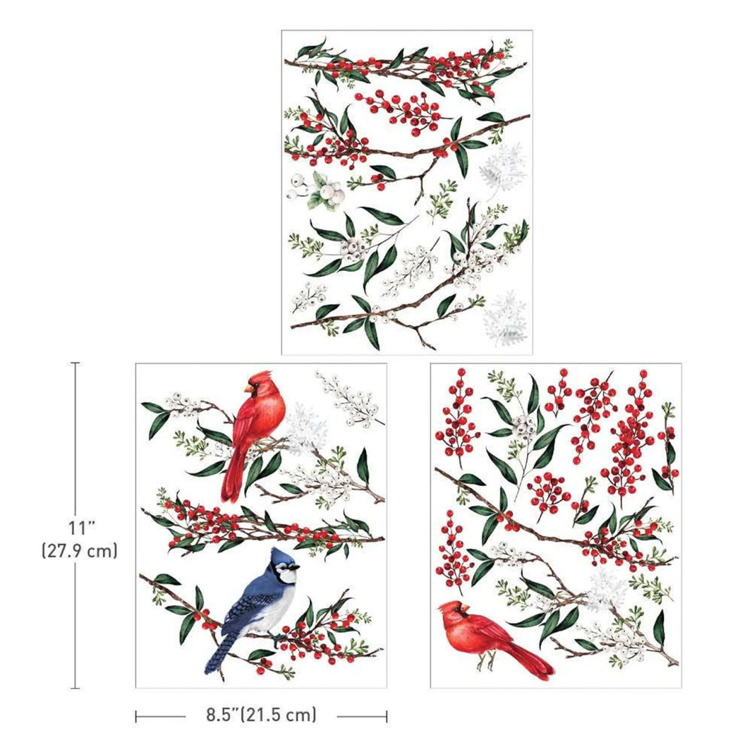 Decor Transfers® 8.5x11 - Winterberry - 3 sheets, 8.5"x11"