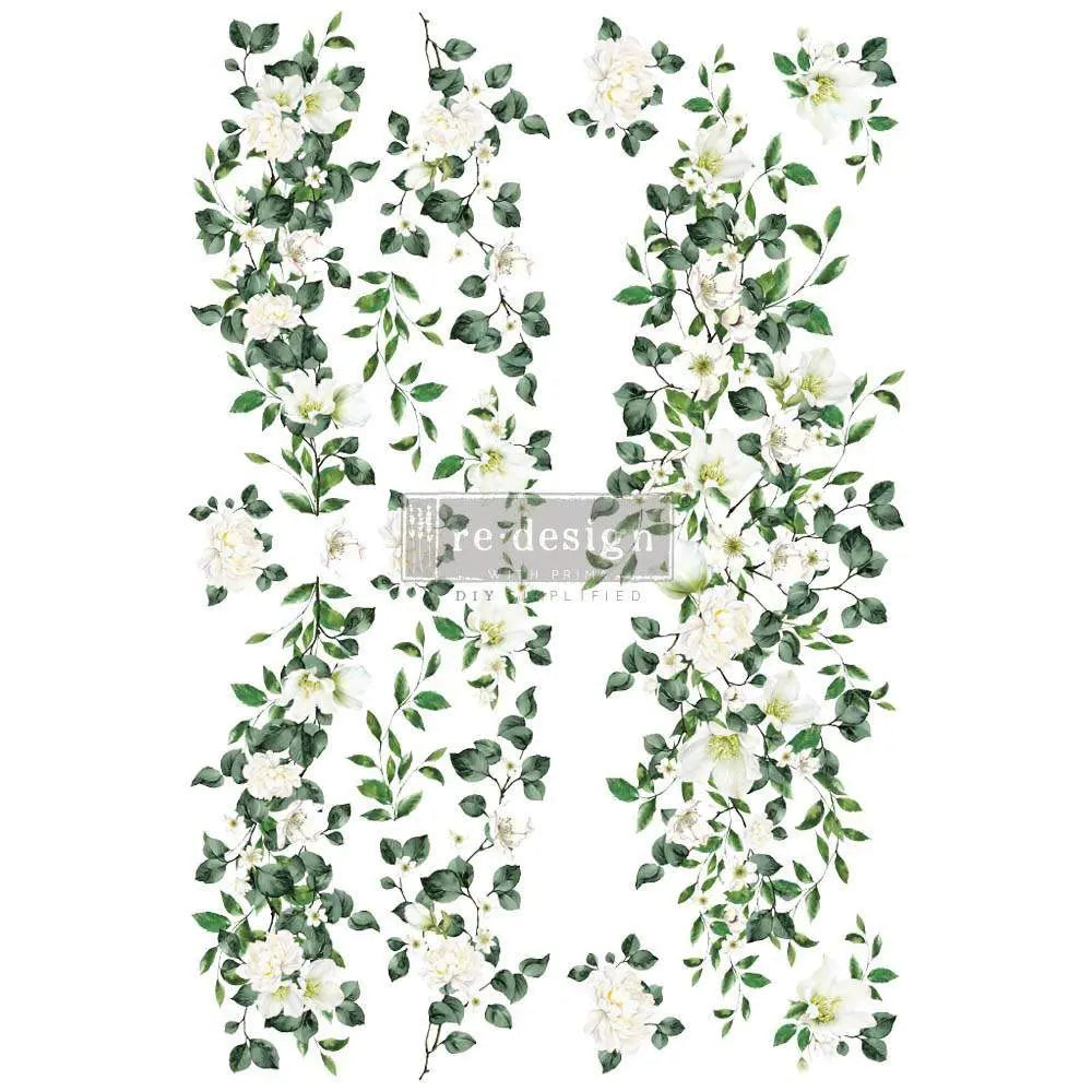 Decor Transfers® - Trellis Flowers - total sheet size 24x35, cut into 2 sheets