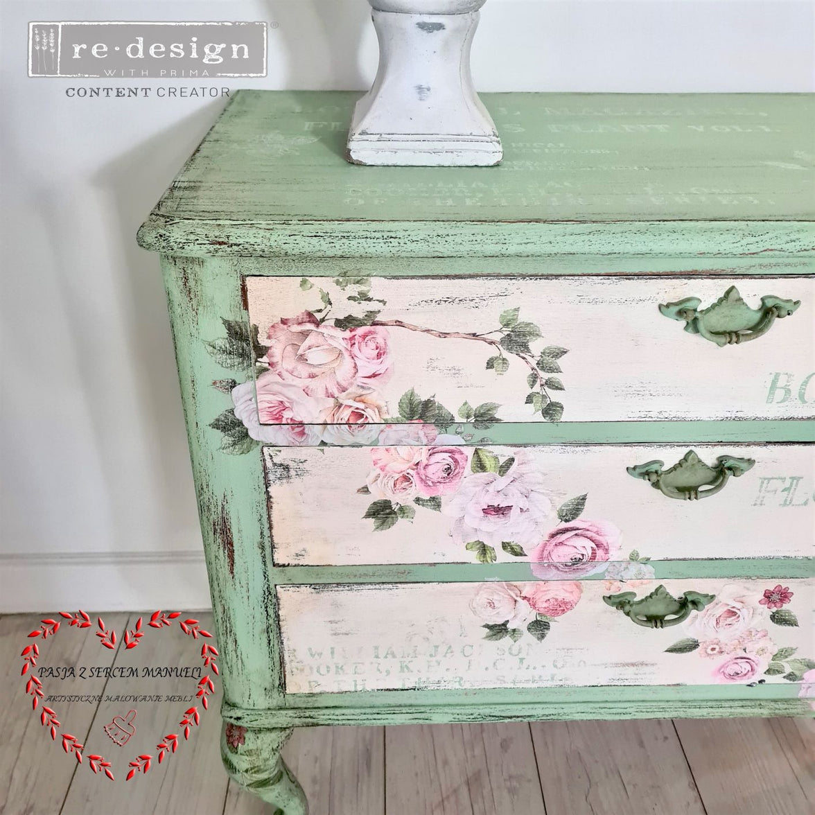 Delicate Roses Floral Furniture Transfer - Redesign with Prima Mini Decal