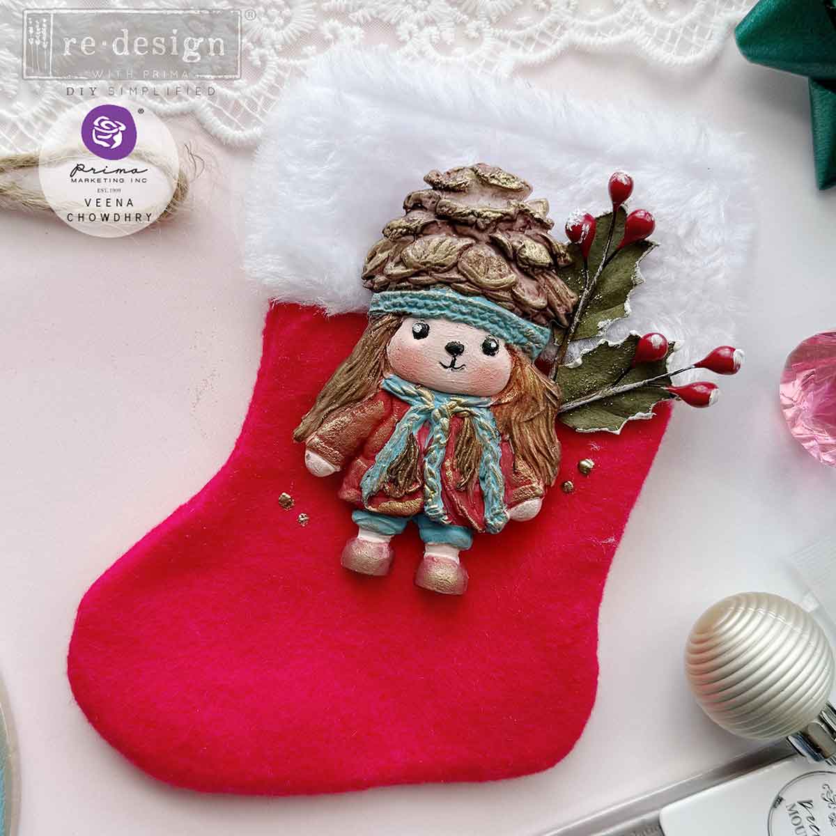 Pinecone Dolls, Redesign with Prima Decor Mould, Holiday Mould, Christmas Mould