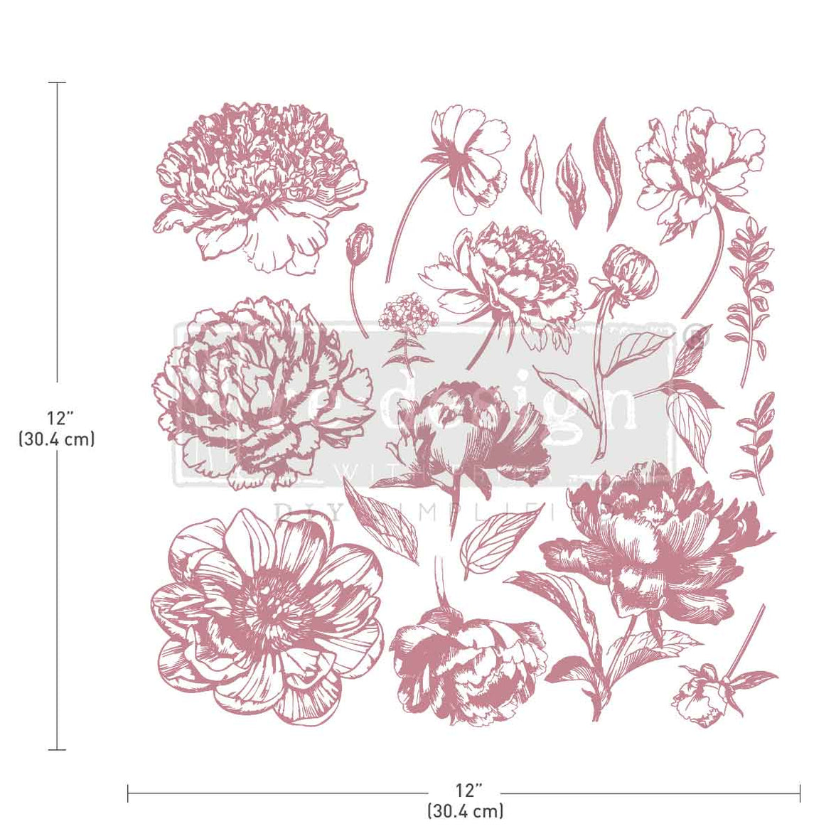 CLEARLY-ALIGNED DÉCOR STAMPS - Linear Floral - 12x12 clear cling