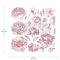 CLEARLY-ALIGNED DÉCOR STAMPS - Linear Floral - 12x12 clear cling