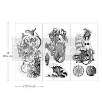 Decor Transfers® - Mermaid Treasure - 3 sheets, 6"x12", Nautical Decor