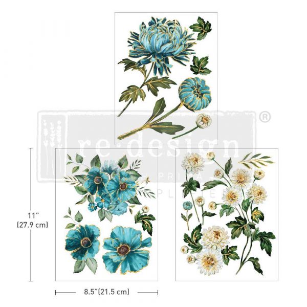 Decor Transfers® - Gilded Floral - 3 sheets, 8.5"x11"