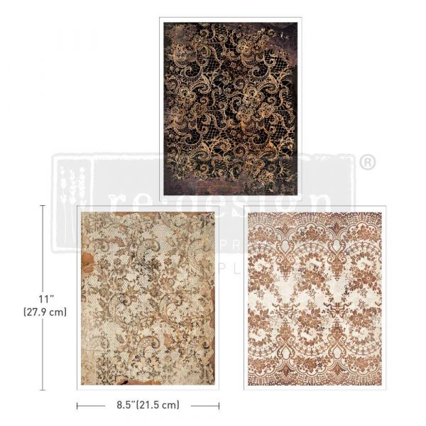 Decor Transfers® - Delicate Lace - 3 sheets, 8.5"x11"