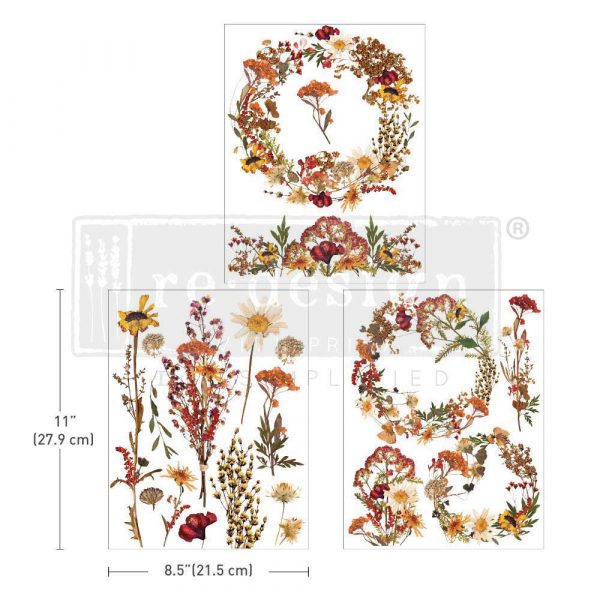 MIDDY TRANSFERS® – Dried Wildflowers – 3 sheets, 8.5″x11″