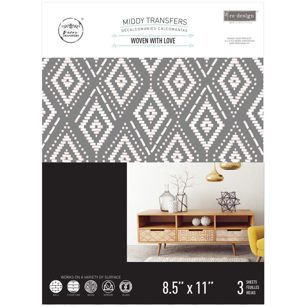 Decor Transfers® - Woven With Love - 3 sheets, 8.5"x11"