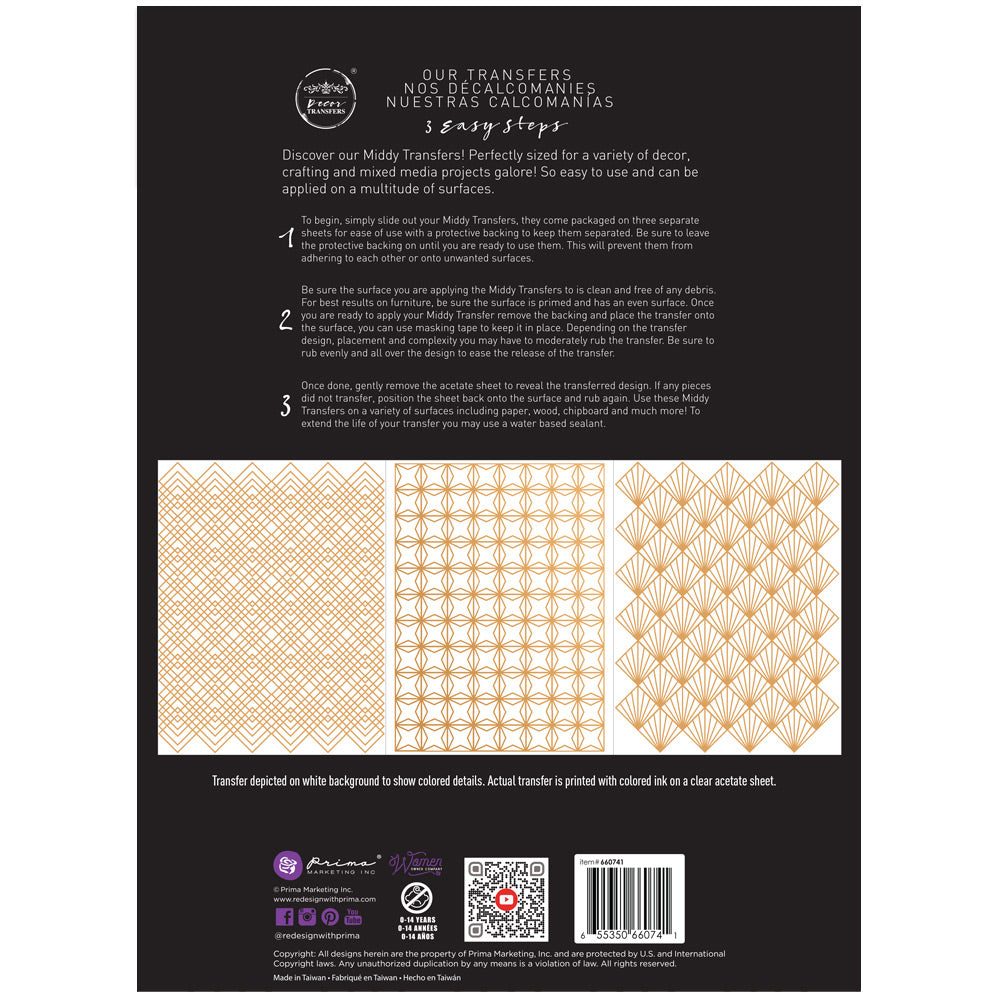 Decor Transfers® - Golden Art Deco - 3 sheets, 8.5"x11"