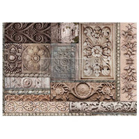 Carved Stonework, A1 Decoupage Fiber – Carved Stonework – 1 sheet, A1 size, Furniture Fiber Paper