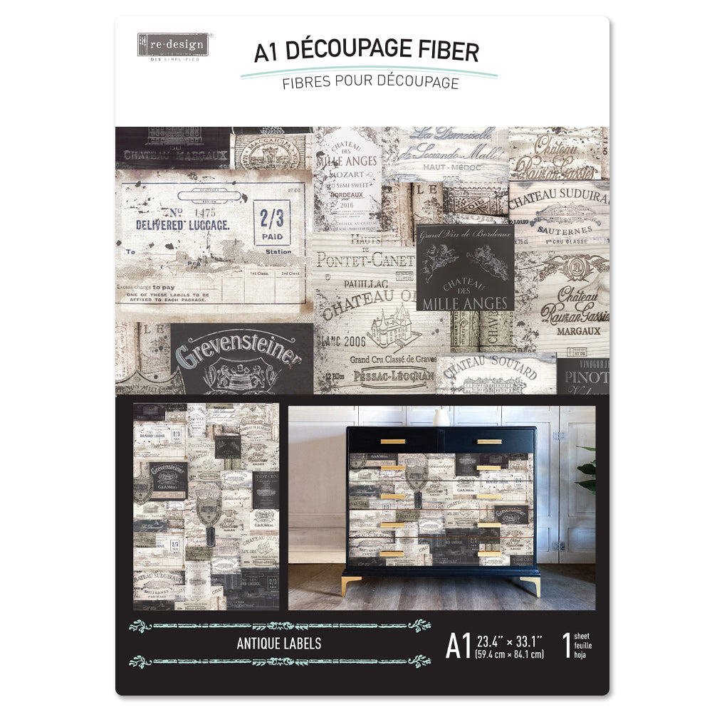 A1 Decoupage Fiber – Antique Labels – 1 sheet, A1 size