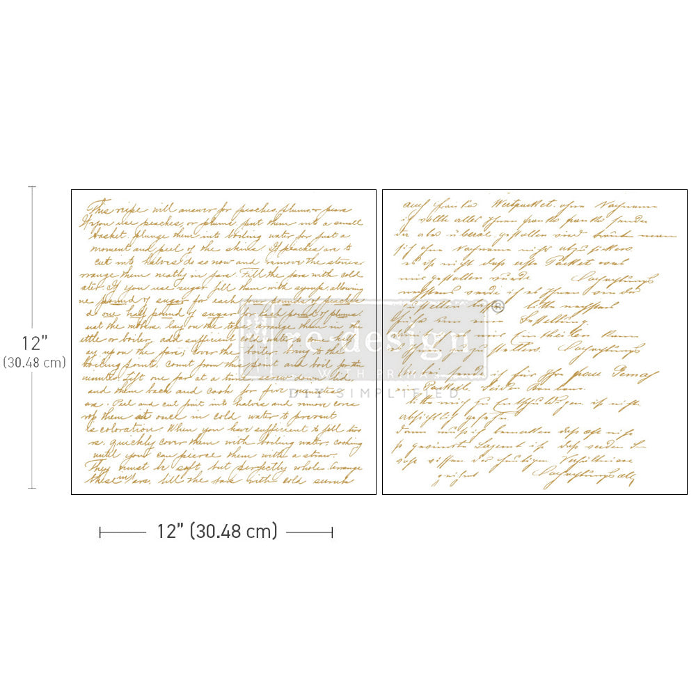 Maxi Transfers® - Sweet Notes 12”x12, Gold Foil Writing Transfer