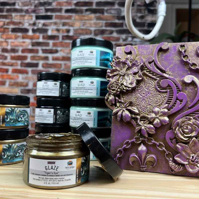 Tiger’s Eye Glaze, CeCe Glaze, Prima Gold Glaze