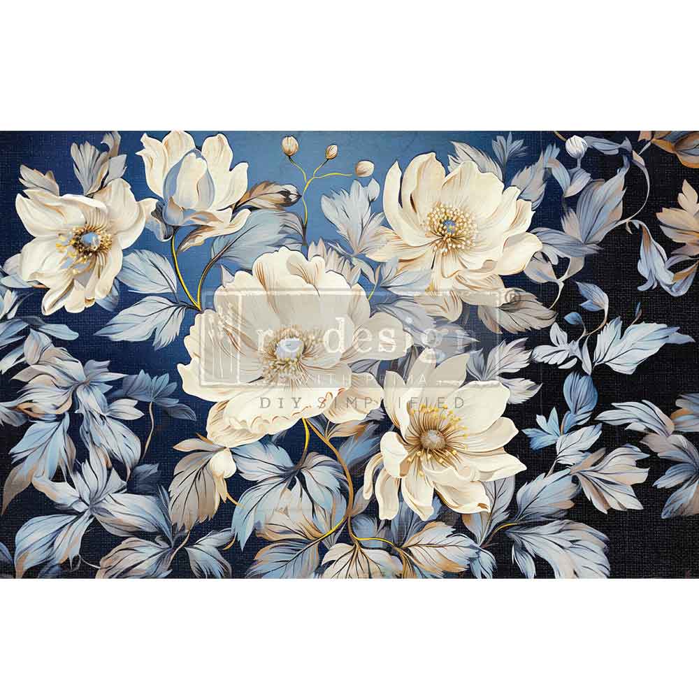 Cerulean Blooms I Tissue Paper - 1 sheet, 19.5"x30"