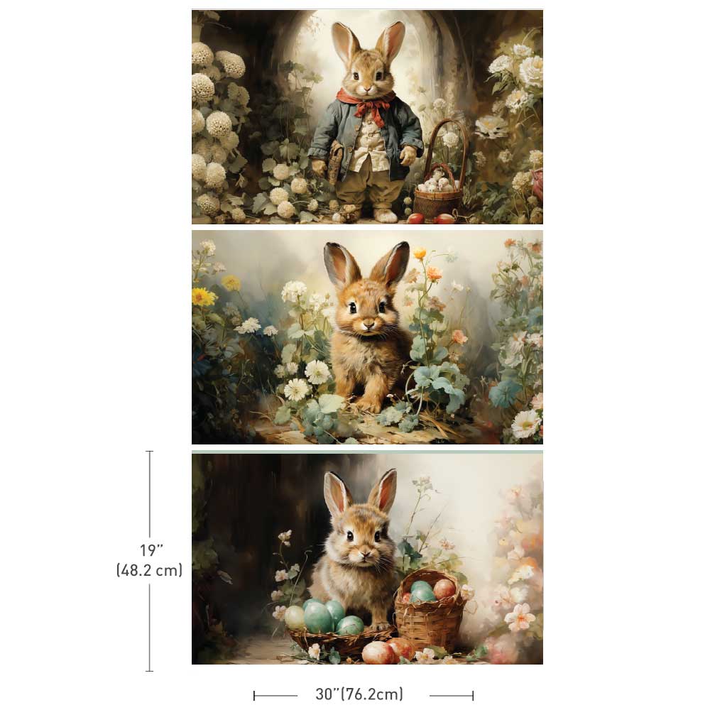 Decoupage Decor Tissue Paper Pack - Dreamy Bunnies - 3 sheets, 19.5"x30" each