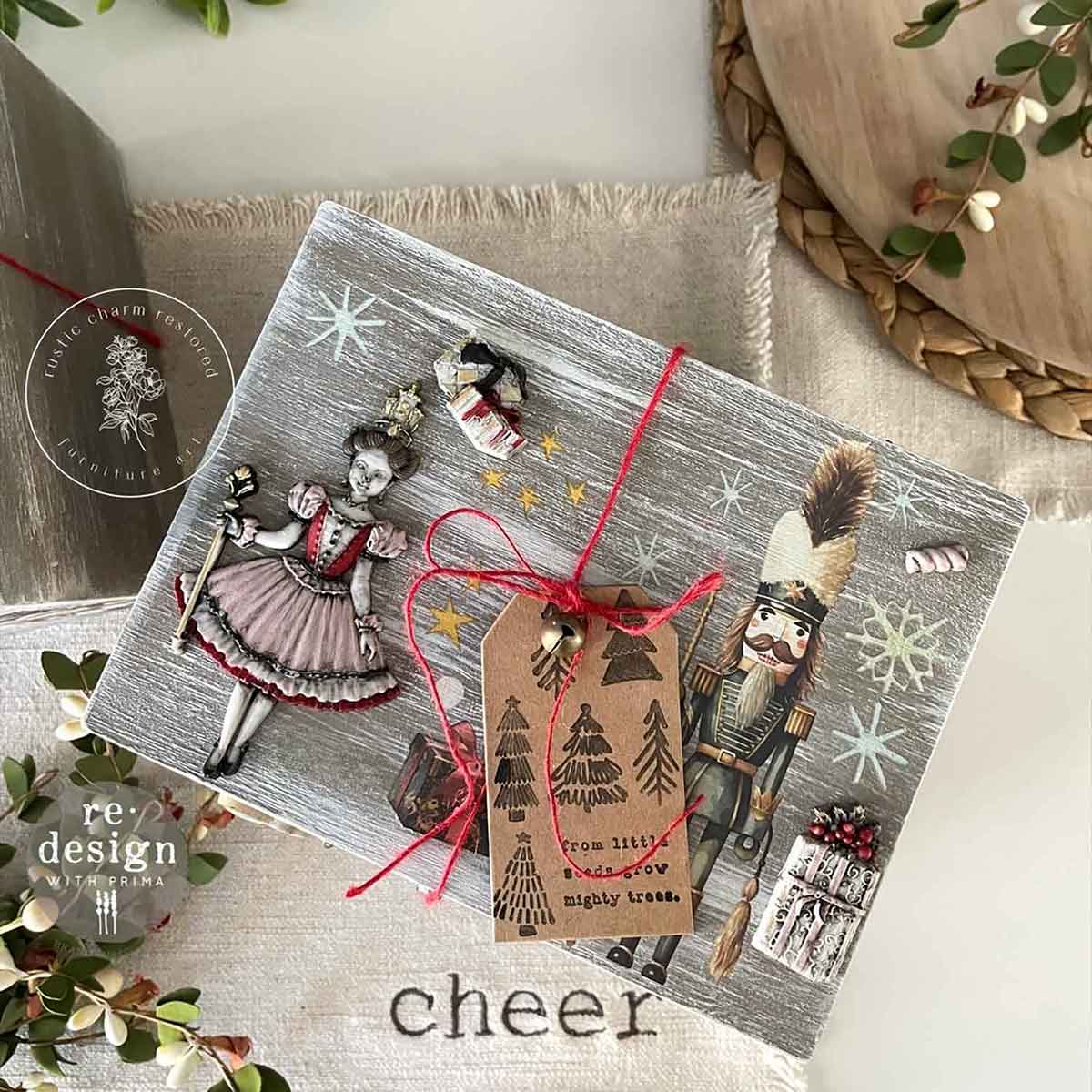 Christmas Chipboard Tags - 3 tags 2.3"x4.75" + 3 tags 2"x3.5" + 6 bells + twine